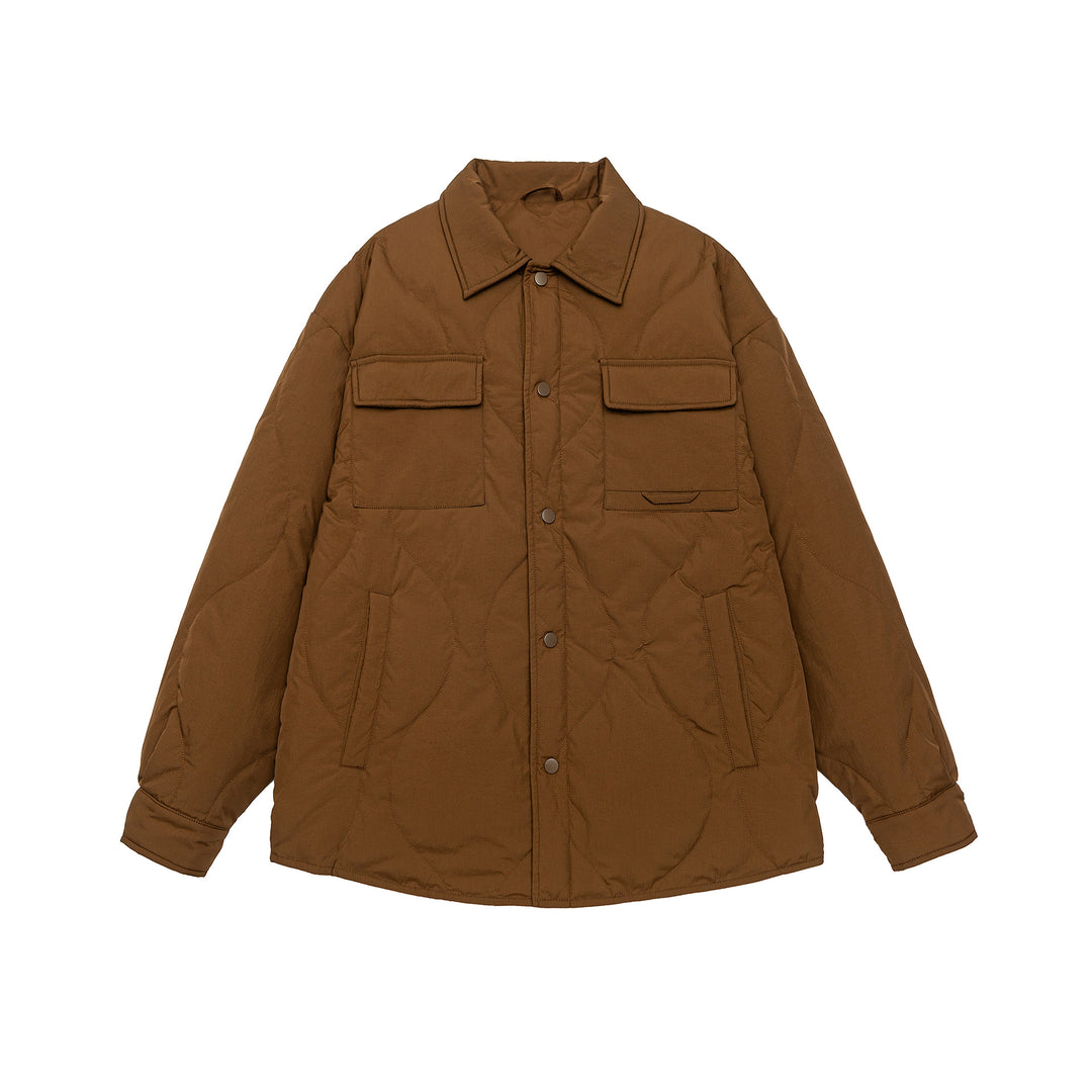 Men's Quilted Oversized Shirt Jacket with Quilting, Snap Buttons, and Chest Pockets Mune Fashion