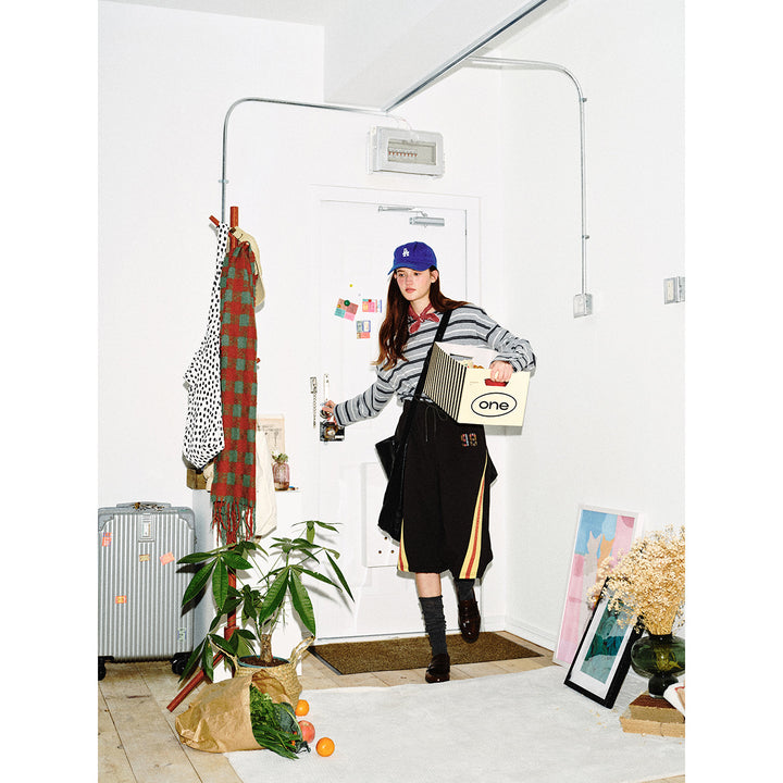 Unisex Striped Long Sleeve Shirt in Maritime Oversized Look with Ribbed Collar Mune Fashion