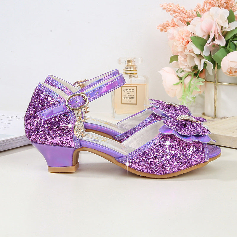 Girls Glitter Ballerinas with Bow Accent Mune Fashion