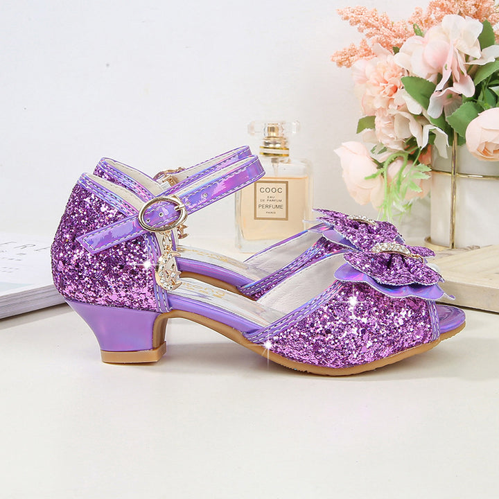 Girls Glitter Ballerinas with Bow Accent Mune Fashion