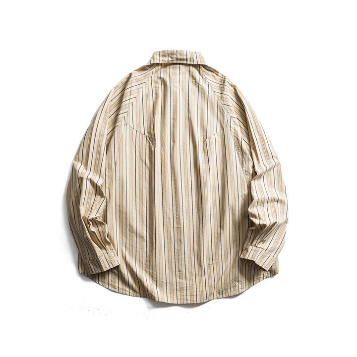 Unisex Oversize-Longline Shirt with vertical stripe pattern and rounded hem Mune Fashion