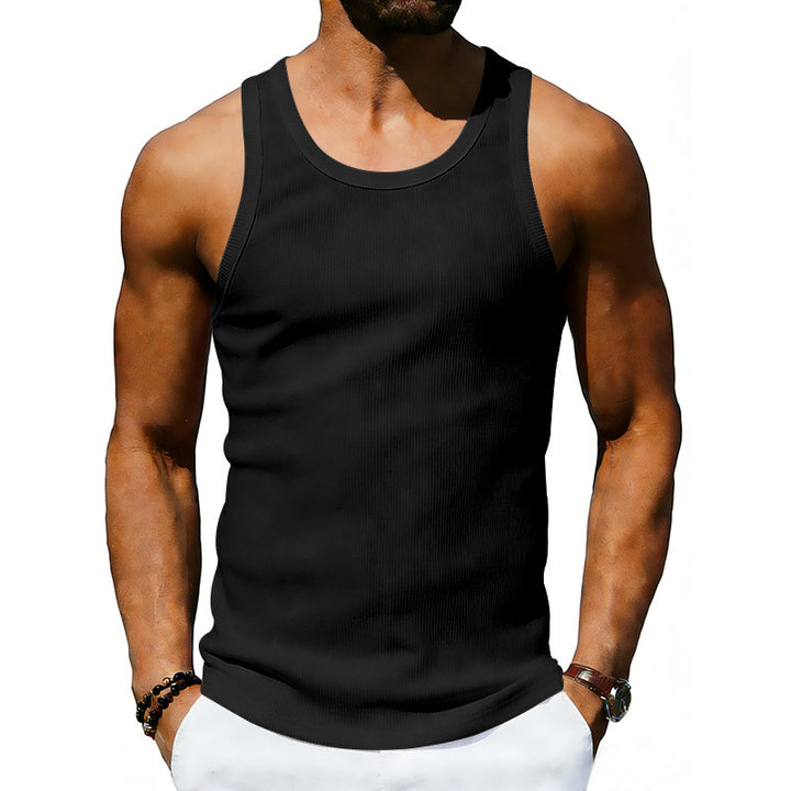 Men's ribbed casual tank top with wide straps and a fitted cut Mune Fashion