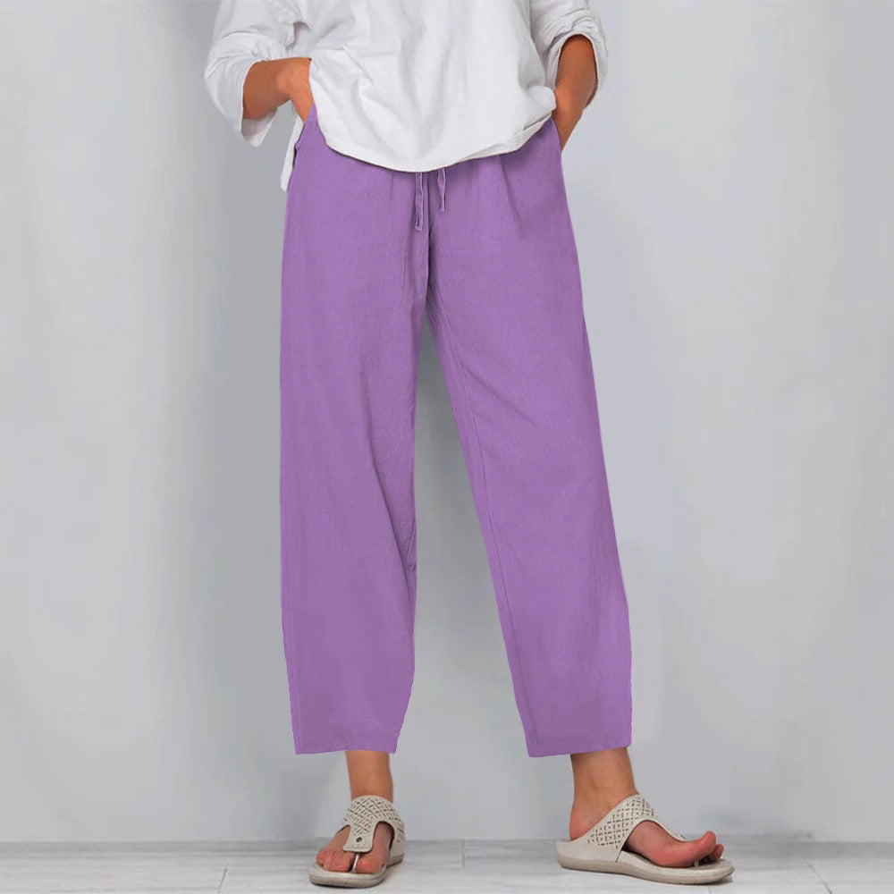 Women's Relaxed Culotte Pants with Drawstring, Side Pockets and Ankle Length Mune Fashion