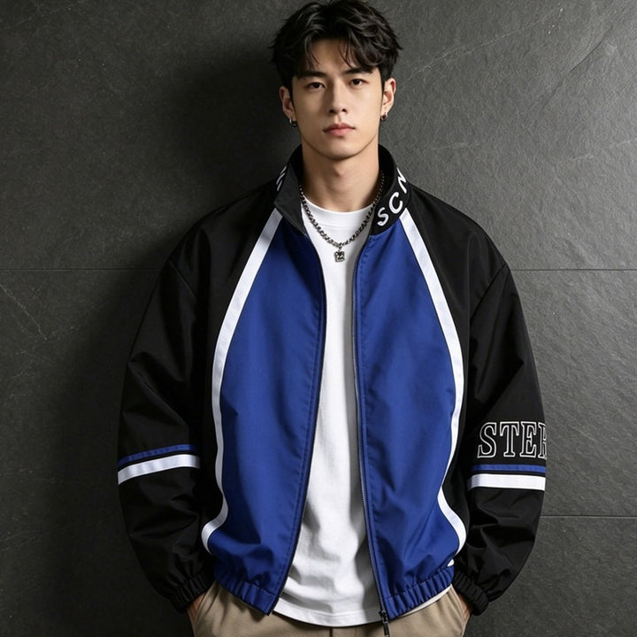 Men's sporty transitional jacket with high collar and zipper Mune Fashion 1788241955