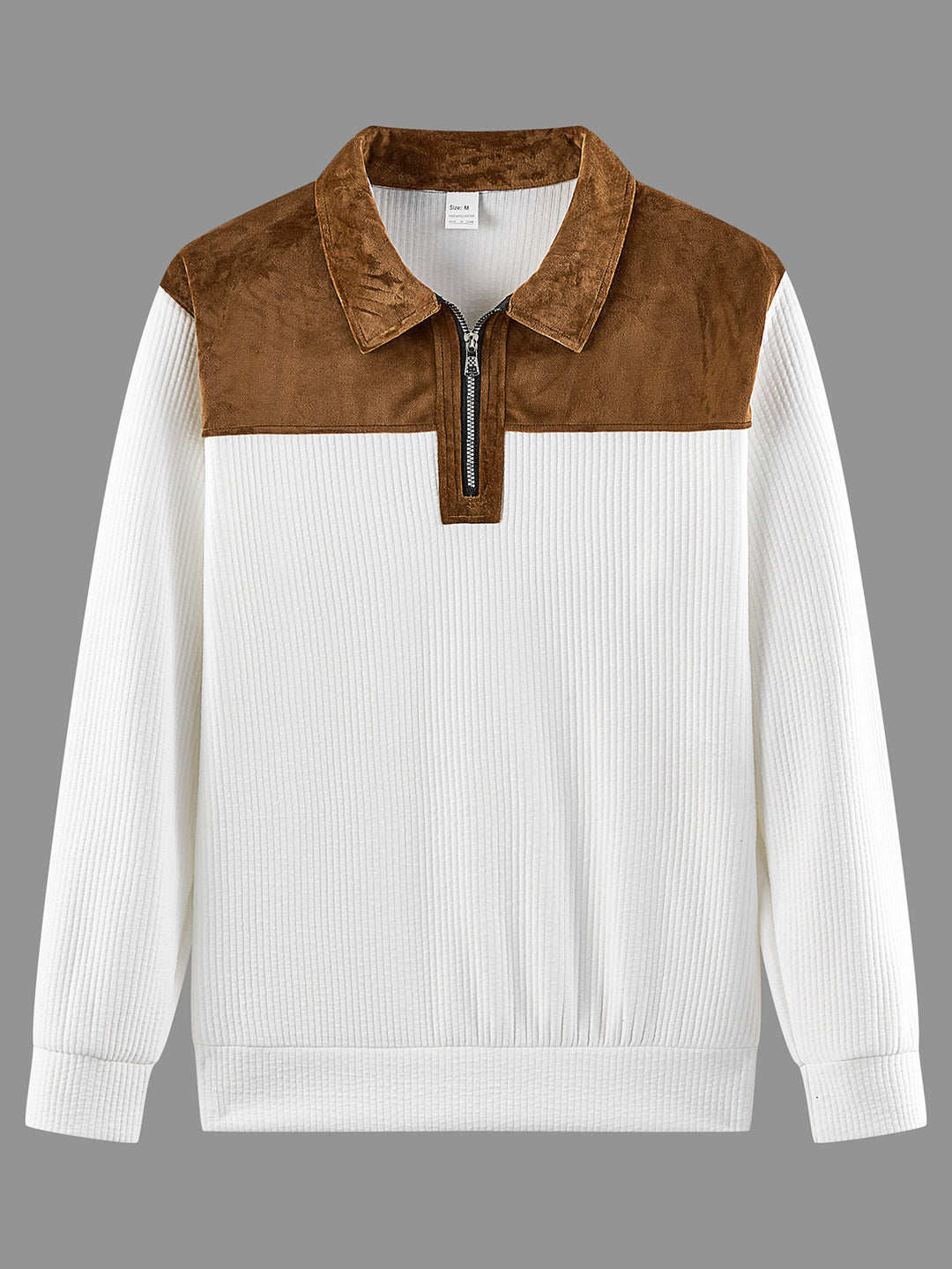 Unisex nan fine-structured knitted sweater with half zip collar and velvet trim Mune Fashion
