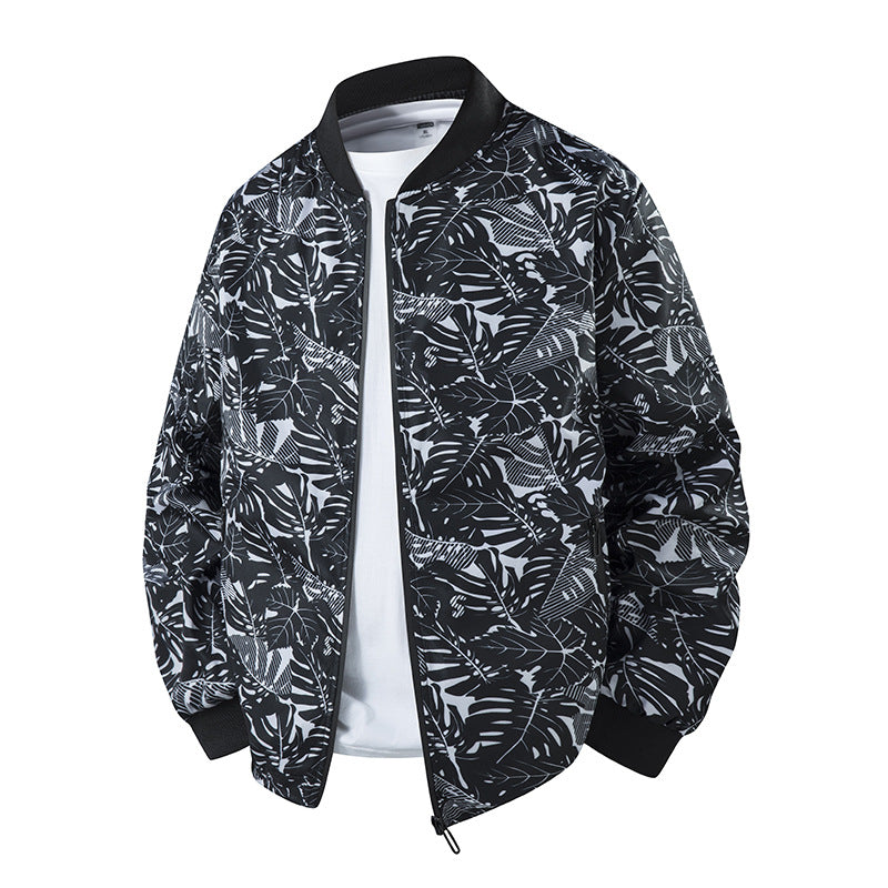 Herren Leicht wattierte Bomberjacke mit botanischem Alloverprint und geripptem Saum Mune Fashion