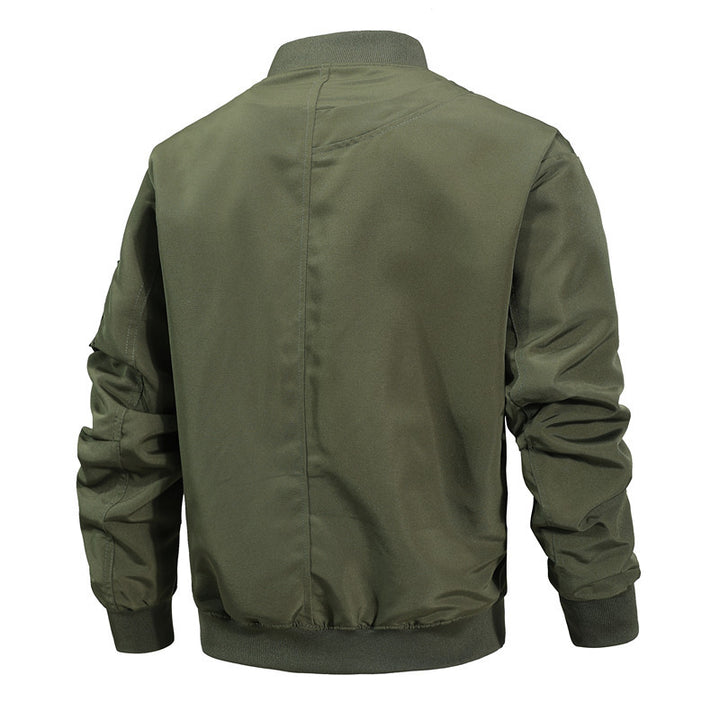 Men's Lightweight Urban Bomber with Stand Collar, Zip Arm Pocket, and Ribbed Cuffs Mune Fashion