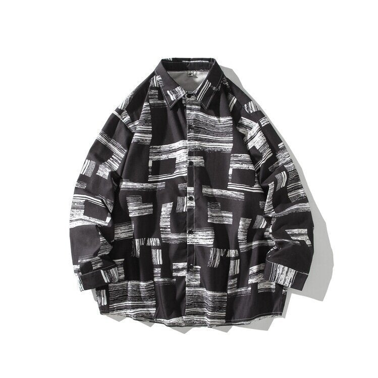 Men's Oversized Shirt with Graphic Block Print Mune Fashion