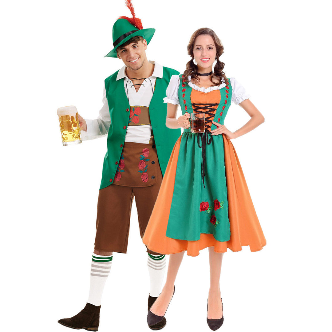 Ladies traditional Dirndl dress with apron and laced bodice Mune Fashion