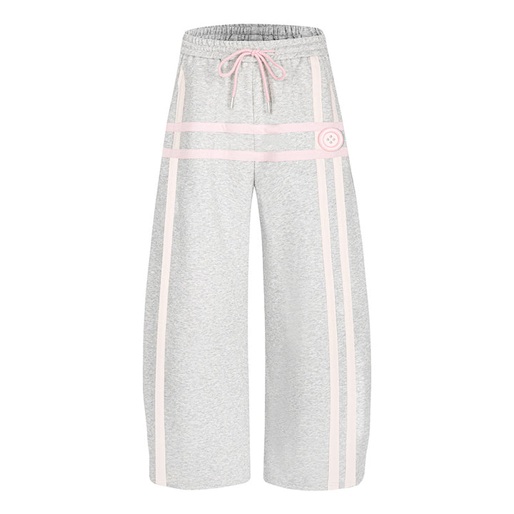 Ladies wide culotte sweatpants in palazzo style with comfort waistband, drawstring, and decorative waistband Mune Fashion