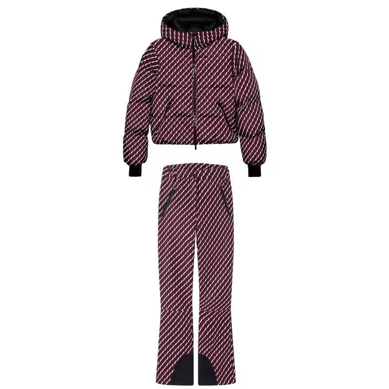 Women's Patterned Stretch Jogging Pants with Flared Leg, Elastic Drawstring Waistband and Zipper Pockets Mune Fashion