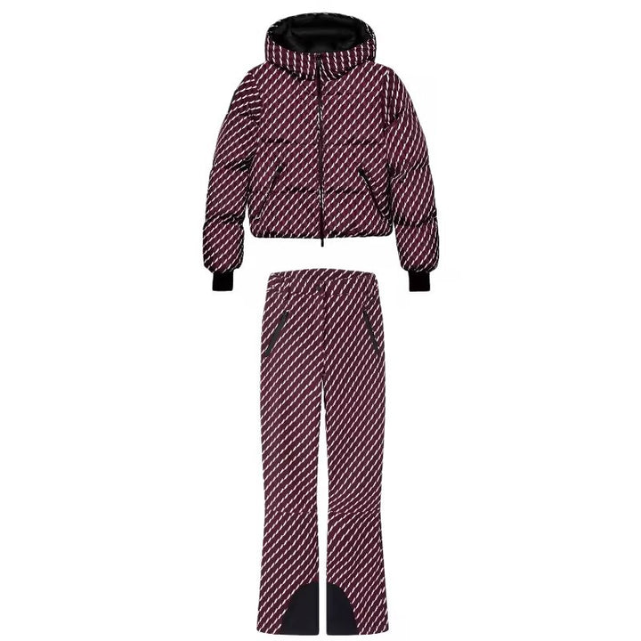 Women's Patterned Stretch Jogging Pants with Flared Leg, Elastic Drawstring Waistband and Zipper Pockets Mune Fashion