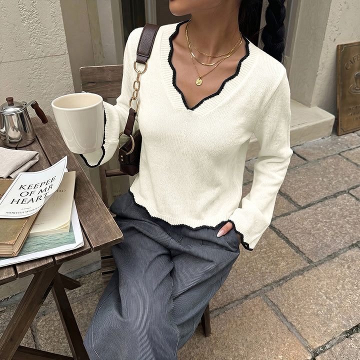 Women Elegant V-Neck Knit Top Mune Fashion