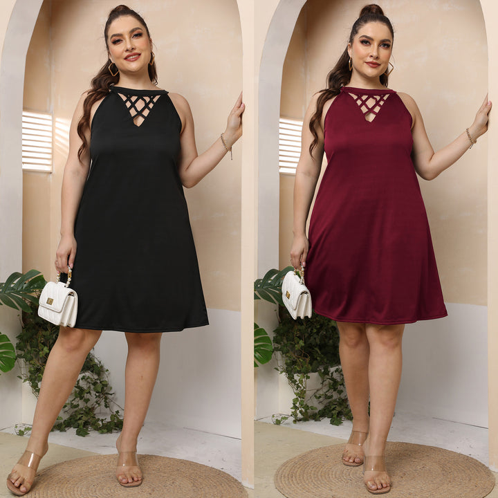 Ladies casual dress with fashionable neckline Mune Fashion