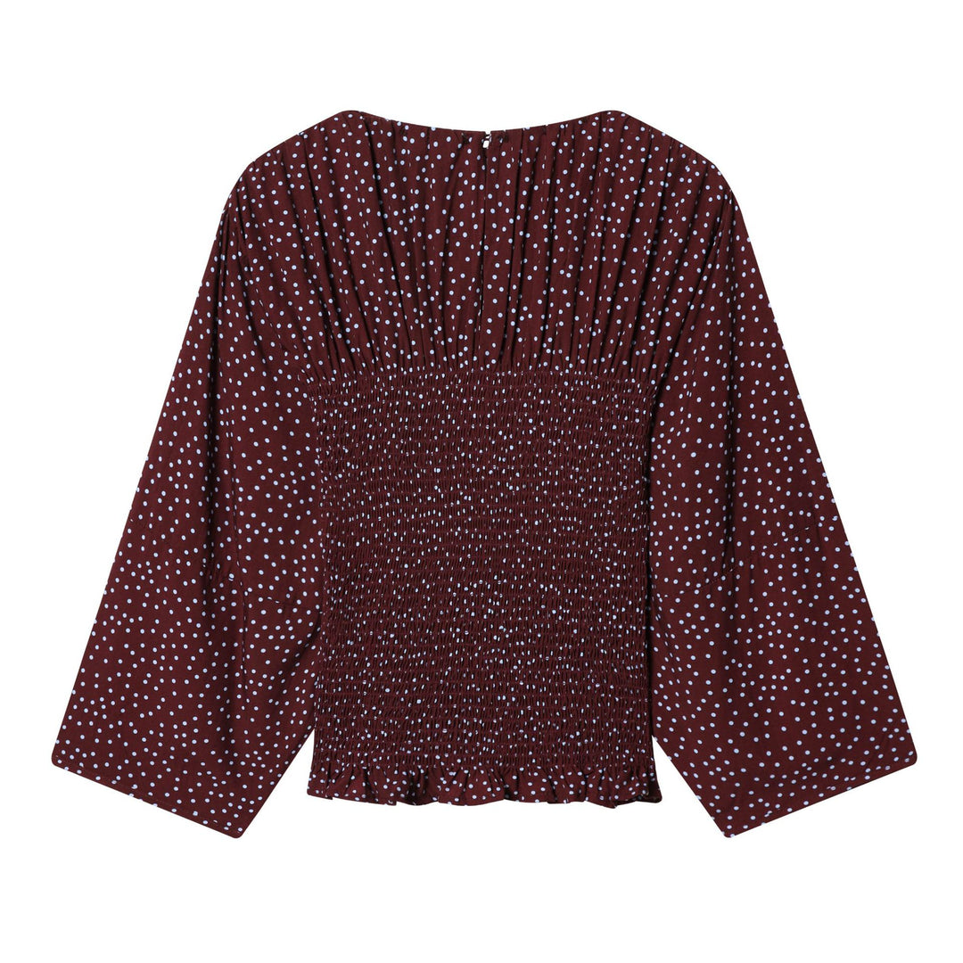 Women's smock blouse with elastic gathering and wide trumpet sleeves Mune Fashion
