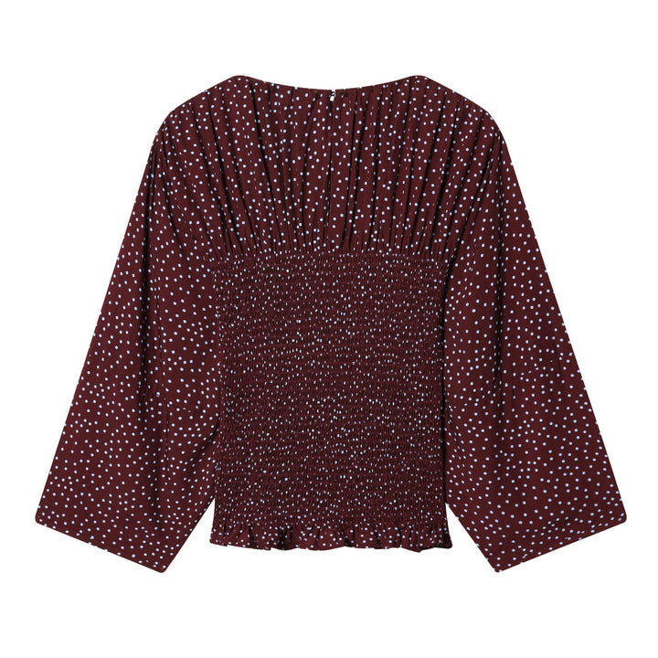 Women's smock blouse with elastic gathering and wide trumpet sleeves Mune Fashion