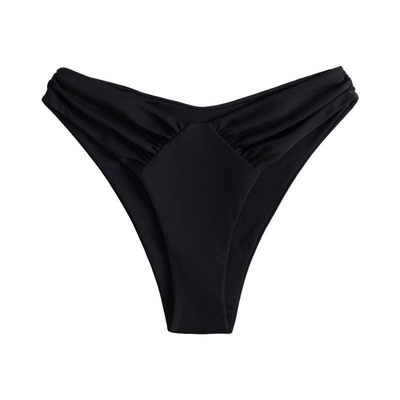 Women High-Cut Bikini Bottom with Ruching Mune Fashion