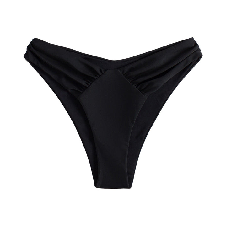 Women High-Cut Bikini Bottom with Ruching Mune Fashion