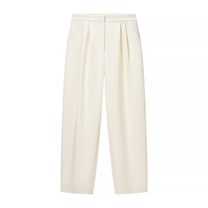 Women's Two-Piece Set with Tailored Short Mandarin Jacket and High-Waisted Pleated Trousers Mune Fashion