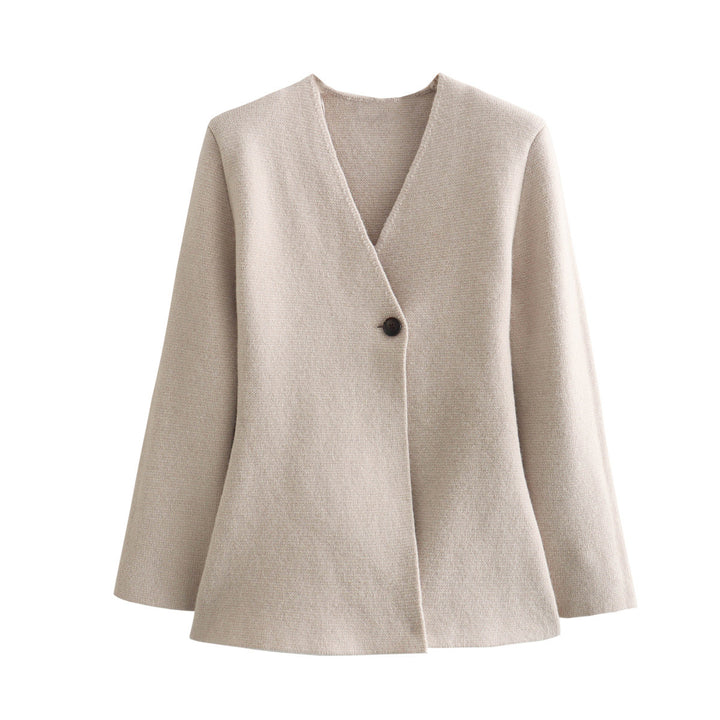 Women's Tailored Peplum Blazer Coat with Figure-Flattering Silhouette and One-Button Closure Mune Fashion