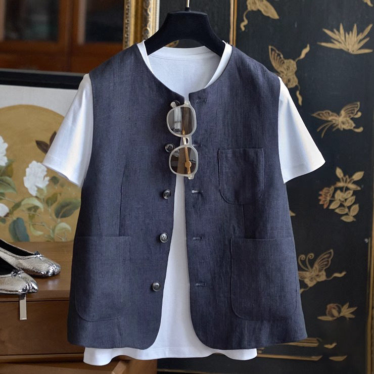Women Fashionable Linen Vest Mune Fashion