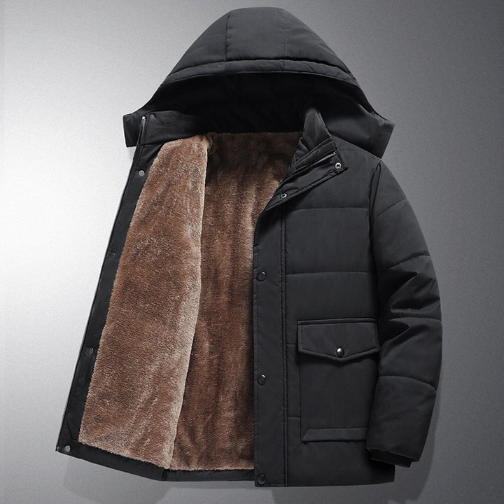 Men's Warm Quilted Jacket with Fleece Lining