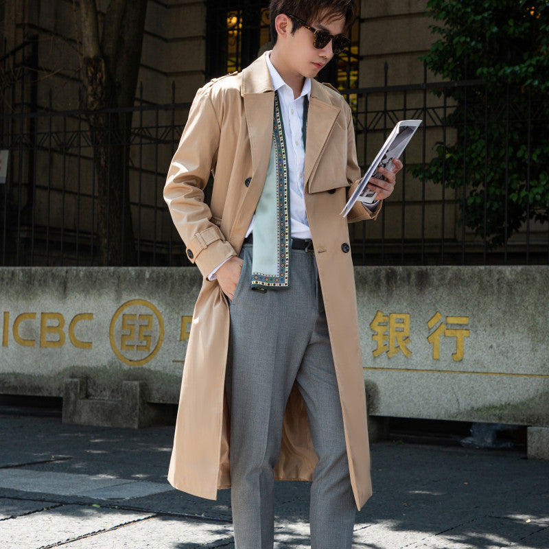 Men's Tailored Trench Coat made of water-repellent twill with double-breasted button placket Mune Fashion