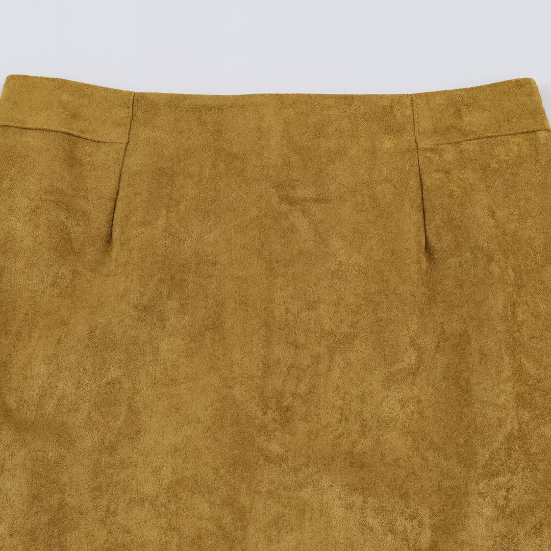 Women's pencil skirt made of suede look with high waist Mune Fashion