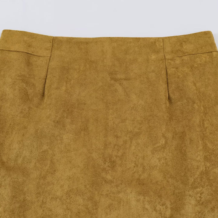 Women's pencil skirt made of suede look with high waist Mune Fashion
