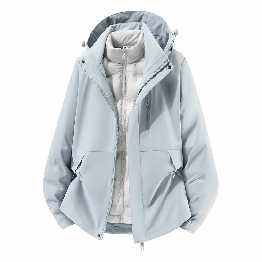 Men's Waterproof Three-Piece Winter Jacket with Removable Down Inner Jacket and Hood Mune Fashion