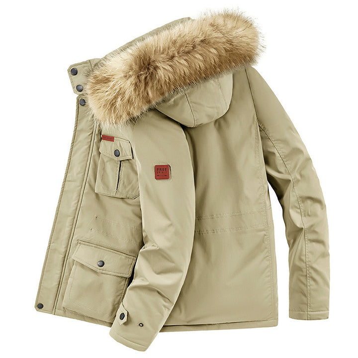 Men's winter parka with faux fur hood, quilted thermal lining, and multiple pockets Mune Fashion