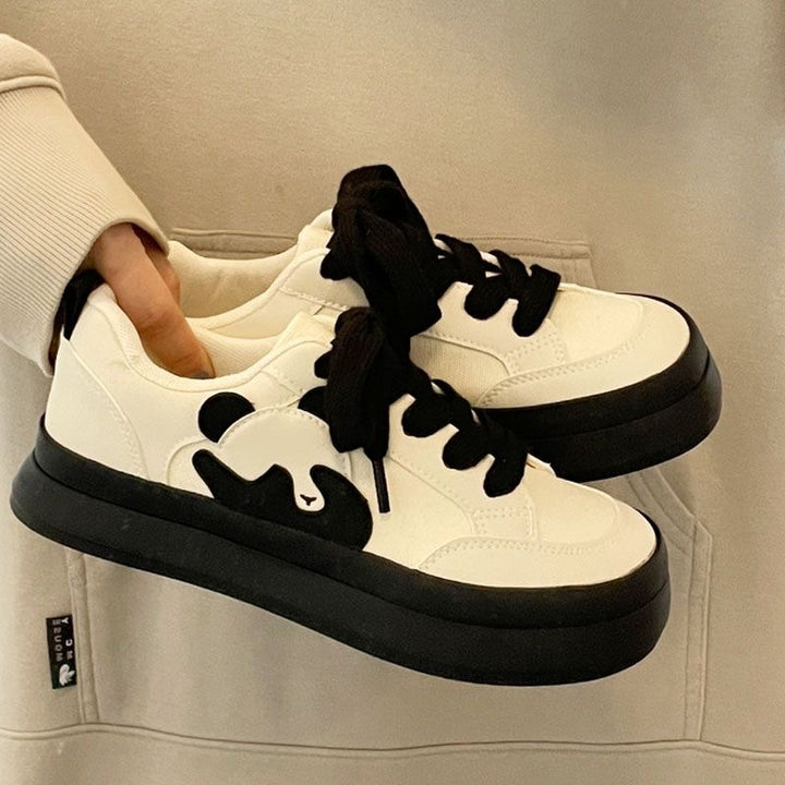 Women's platform sneakers with eye-catching animal applique and padded comfort collar Mune Fashion
