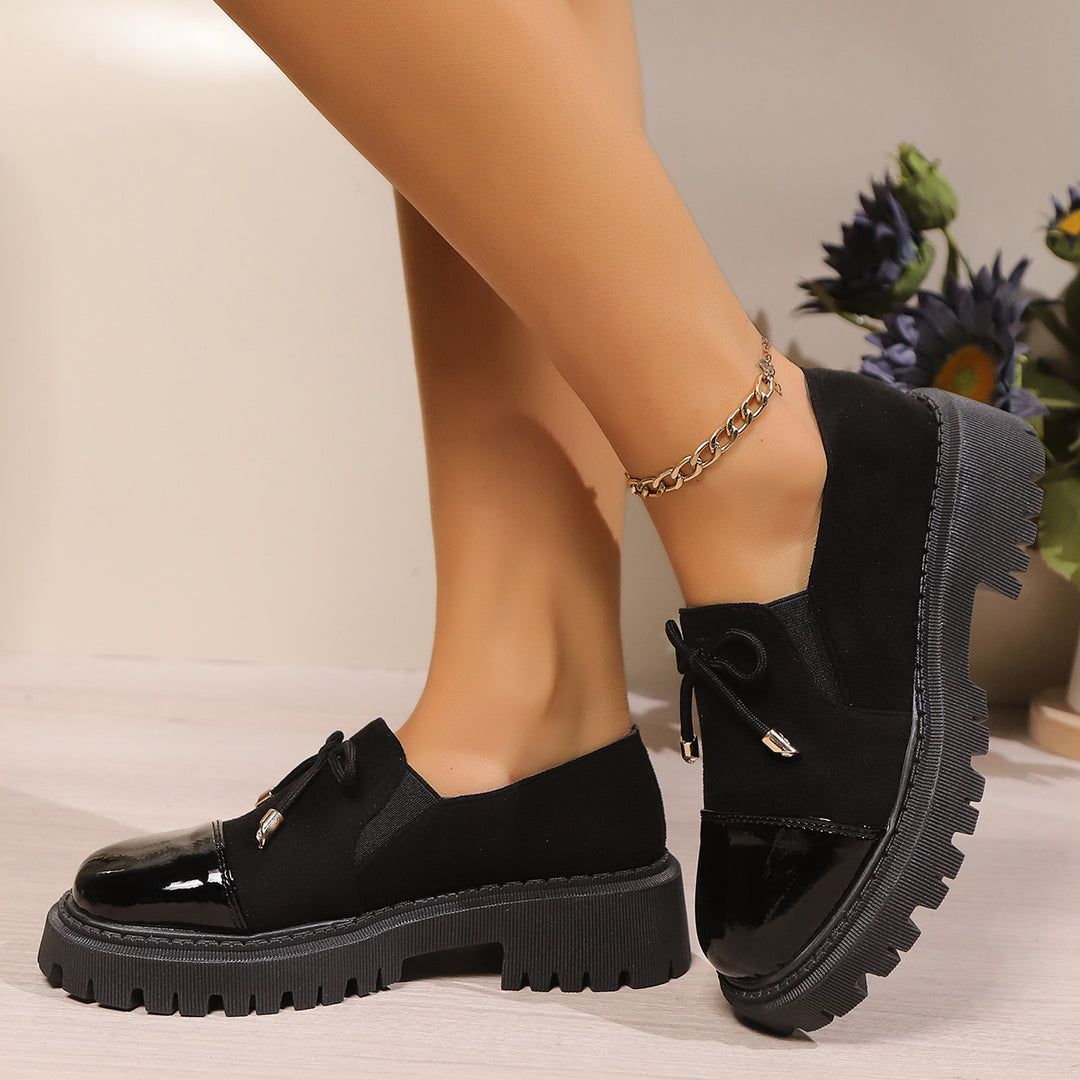 Women's trendy chunky loafer with animal print, patent toe cap and profiled tractor sole Mune Fashion