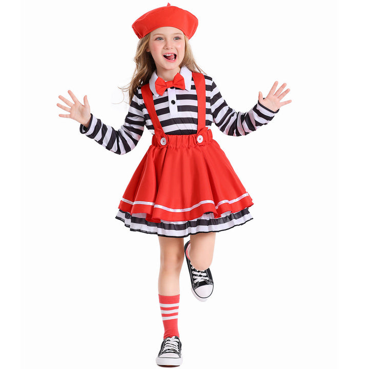 Girl's costume with striped top and swing skirt Mune Fashion
