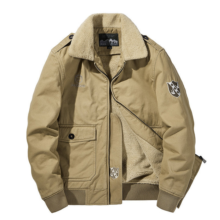 Men's Utility Pilot Jacket with Sherpa Lining Shoulder Flaps and Patch Pockets Mune Fashion