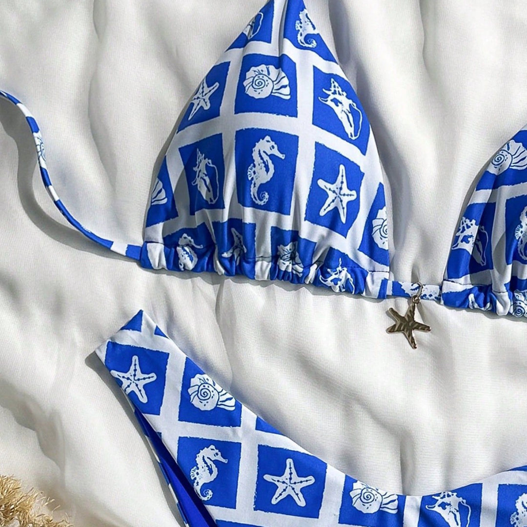 Women's Triangle Bikini with Maritime Designs Mune Fashion
