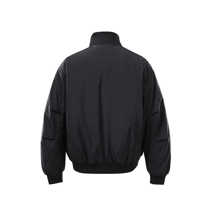 Men's Lightweight Nylon Bomber Jacket with Stand-Up Collar and Elastic Hem Mune Fashion
