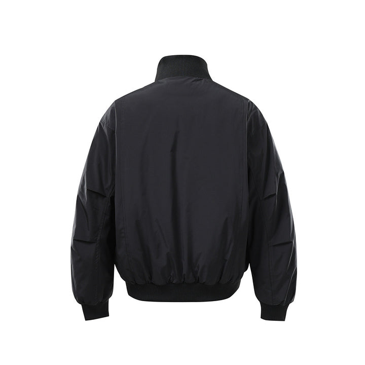 Men's Lightweight Nylon Bomber Jacket with Stand-Up Collar and Elastic Hem Mune Fashion