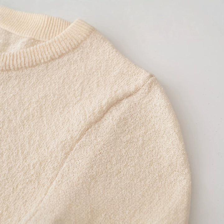 Women's fine knit sweater with lace trim and scalloped edge Mune Fashion