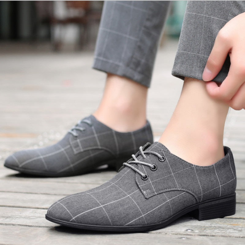 Men's Elegant Lace-Up Shoes in Modern Check Pattern Mune Fashion