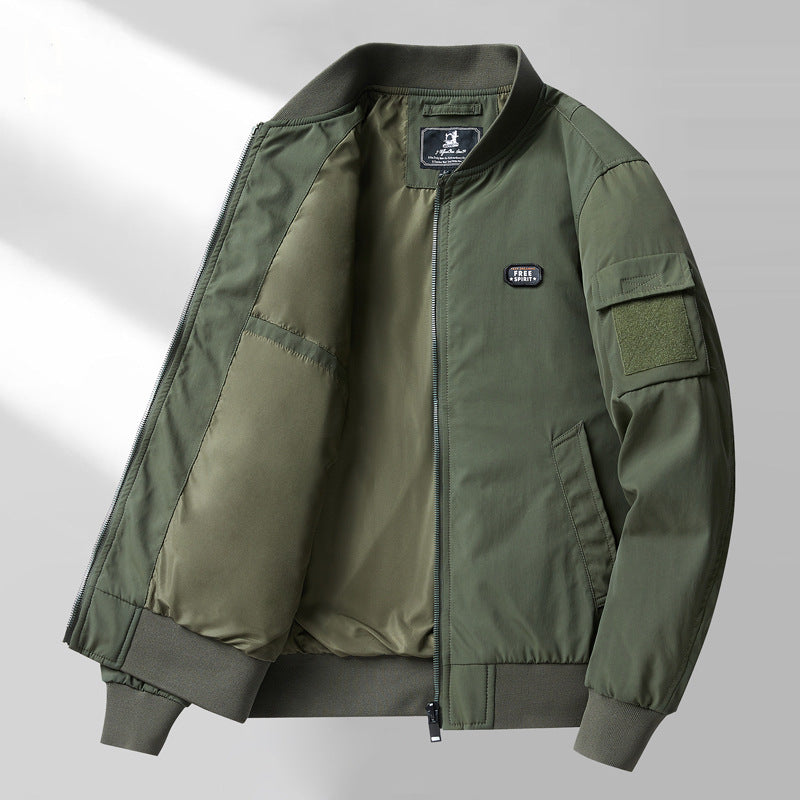 Men's minimalist nylon bomber with padded lining and sleeve flap pocket Mune Fashion