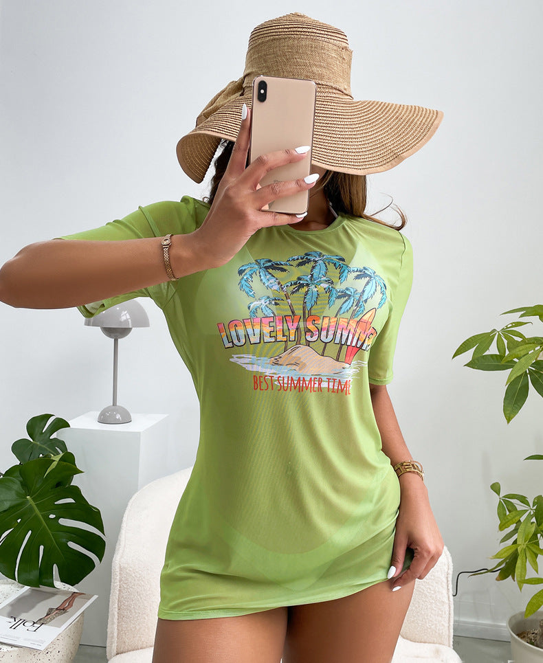 Women’s beach top with vibrant summer motif Mune Fashion