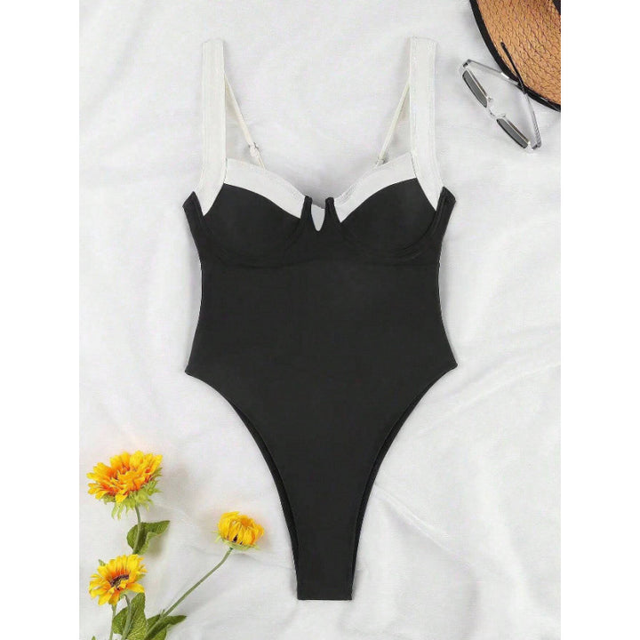 Women One-Piece Swimsuit with Stylish Cut-Outs and Wide Straps Mune Fashion