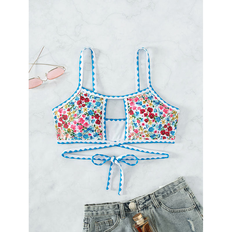 Women's bikini top with floral design and playful ties Mune Fashion