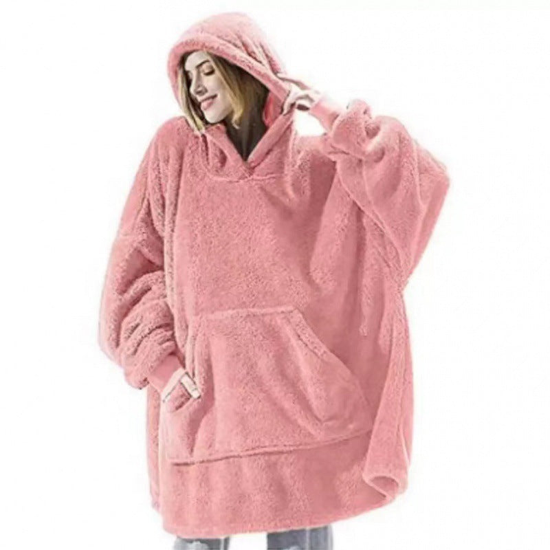 Women's Oversized Fleece Hoodie with Kangaroo Pocket and Hood Mune
