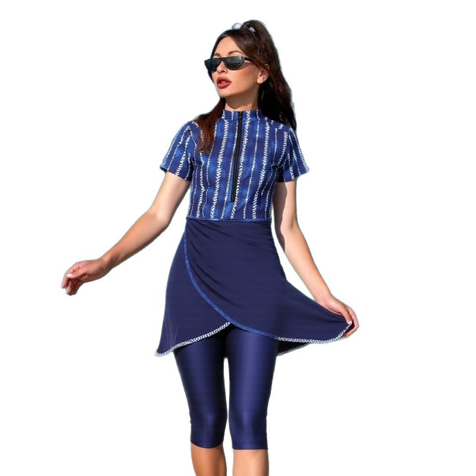Women's sporty swimsuit with fashionable wrap skirt Mune Fashion