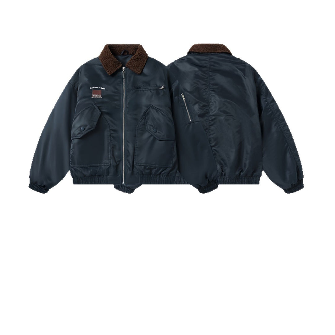Men's Short Quilted Bomber with Teddy Collar and Multi-Function Pockets Mune Fashion