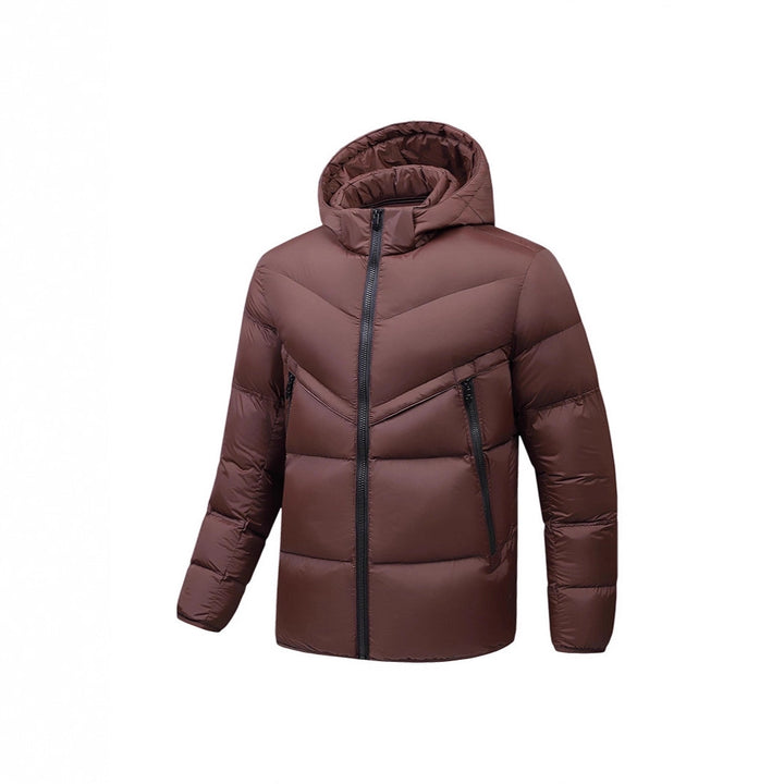 Men's Lightweight Down-Look Padded Jacket with Hood, Windproof Thermal Insulation and Vertical Zip Pockets Mune Fashion