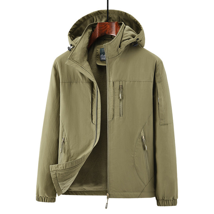 Men's Lightweight Wind and Thermal Softshell Jacket with Hood, Fleece Lined & Multi-functional Pockets Mune Fashion