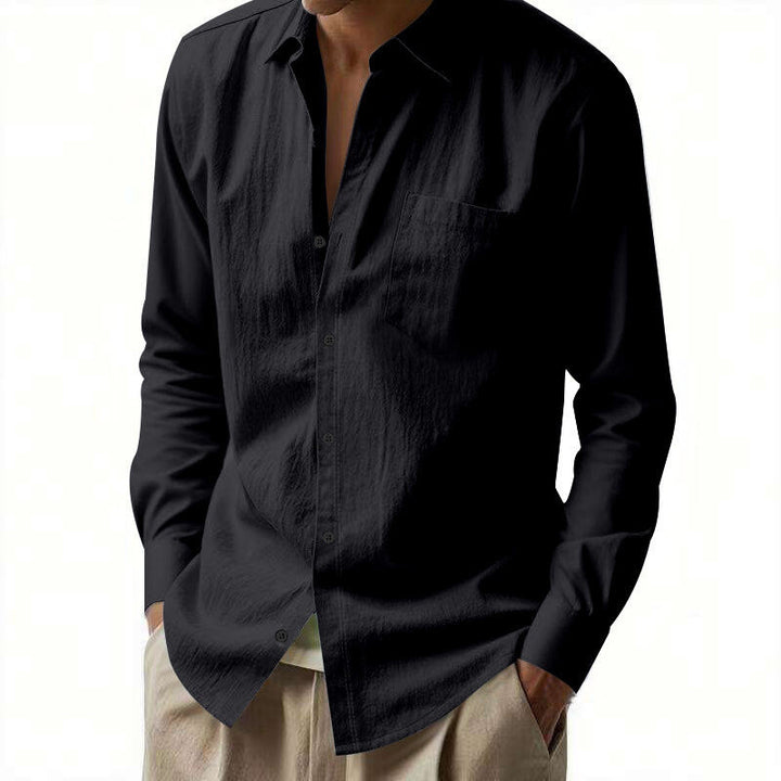Men's Vacation-Appropriate Relaxed Collar Shirt made of Linen Blend with Chest Pocket Mune Fashion